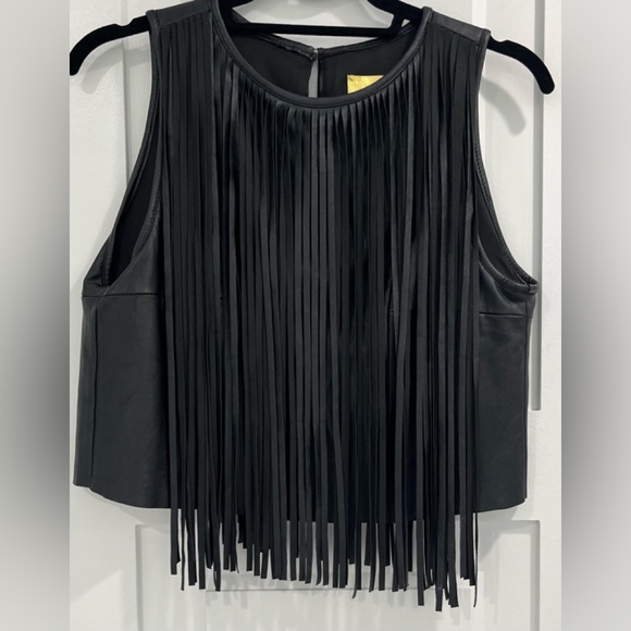 H&M Faux Leather Sleeveless Cropped Top, Size 4 - Picture 1 of 4